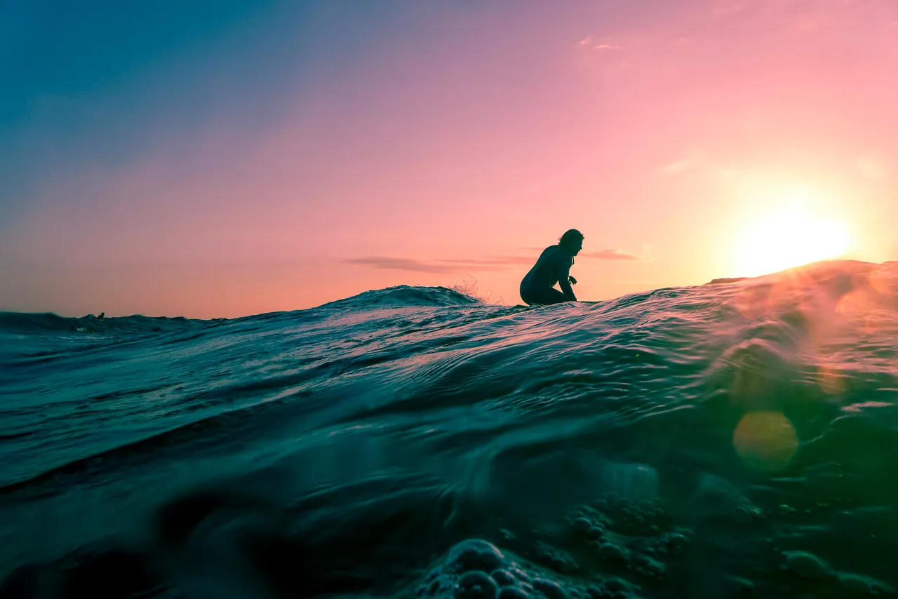 Surfer at sunset